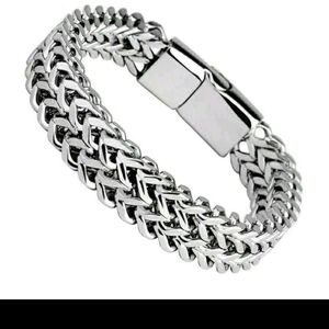 Stainless Steel Magnetic Bayonet Clasp Franco Chain Bracelet For Men 7.5"
